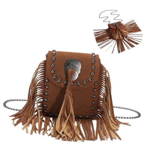 AKOOSY Vintage Fransen Crossbody Tasche Damen Quasten Schultertasche mit Retro Design Kleine Umhängetasche für Alltag Shopping Strand und Dating Stylische und Vielseitige Handtasche von AKOOSY