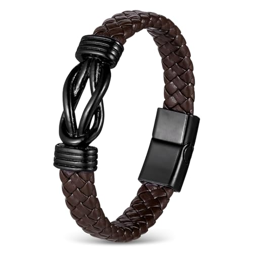 AKOOSY Vintage Lederarmband Herren Geflochtenes Retro Armband Langlebigem und Legierung Ergonomisch Komfortabel Modisches Schmuckstück für Alltag und Hip Hop Style Unisex von AKOOSY