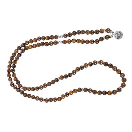 AKOOSY Kette Mit Steinanhänger Lotus Charm Perlen Halskette Für Frauen Vintage Style Holzperlen Kette Als Accessoire von AKOOSY