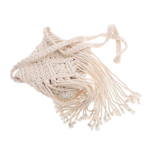 AKOOSY Vintage Umhängetasche Damen Handgefertigt Baumwolle Makramee Tassel Crossbody Bag Verstellbar Vielseitig Freizeit Ethno Stil von AKOOSY