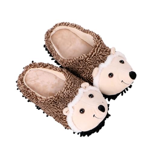AKOOSY Warme Cartoon Hausschuhe mit Rutschfester Sohle Flauschig und Plüschgefütterte Indoor Schuhe für Damen und Herren Gemütliche Winterpantoffeln Braun von AKOOSY
