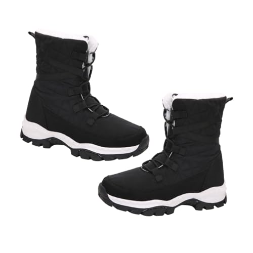 AKOOSY Warme Mittelhohe Damen Schneestiefel mit Plüschfutter Winter Winterschuhe Komfortable Innensohle Weiche Rutschfeste Sohle für Kalte Tage und Schneewetter von AKOOSY