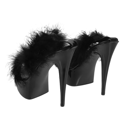 AKOOSY Wasserdichte Damen Sandaletten mit Hohem Absatz Rutschfest Strapazierfähiges Obermaterial Modisch mit Federschmuck Komfortabel und Atmungsaktiv für Sommer und Partys Schwarz von AKOOSY