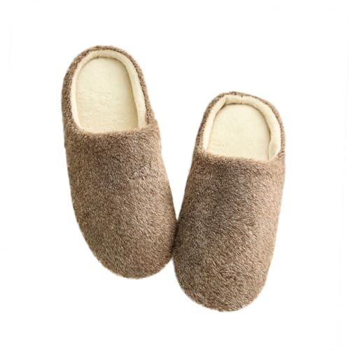 AKOOSY Weiche Warme Hausschuhe Damen Herren Flauschige Geräuschlose Baumwolle Pantoffeln Gepolstert Rutschfest für Winter Indoor Home Slippers für Kaffee Farbe von AKOOSY