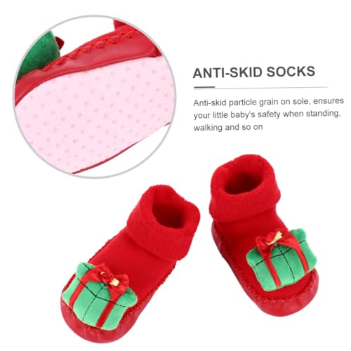 AKOOSY Weiche Warme Rutschsocken mit Rutschfester Sohle Cartoonhaftes Weihnachtsdesign Monate Dicke Bequeme Krabbelsocken für Kleinkinder Grün von AKOOSY