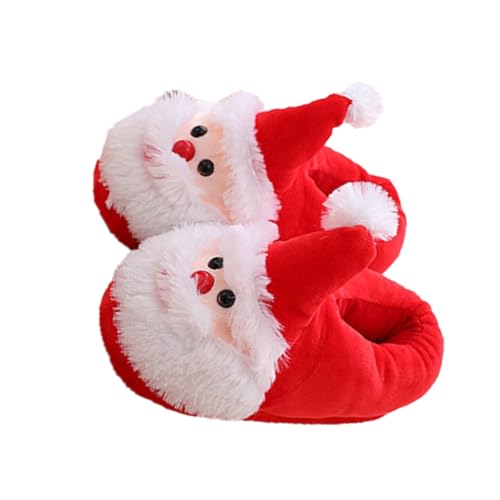 AKOOSY Weiche Weihnachtsmann Hausschuhe Damen Wärmend Plüsch Baumwolle Rutschfest Herbst Winter Kuschelige Pantoffeln für Zuhause Festliche Party von AKOOSY