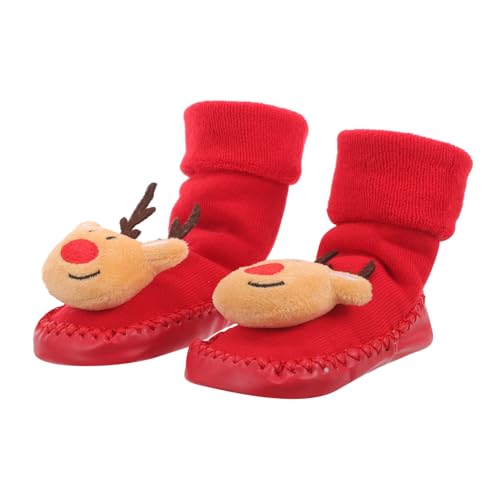 AKOOSY Weihnachtliche Rutsch Socken mit Niedlichem Cartoon Motiv Dicke Warme Junge Mädchen Söckchen für Monate Weiche Baumwolle Rutschfeste Bodensocken Zufällige Farbe von AKOOSY