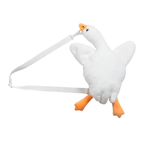 AKOOSY Weiße Gänse plüsch Schultertasche Damen Kuschelige Crossbody Bag mit Cartoon design Sanft Bequem für Shopping Reise Freizeit Mädchen von AKOOSY