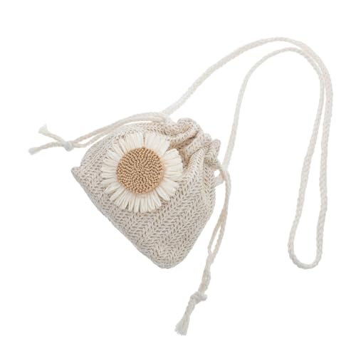 AKOOSY Weißer Strohtasche Damen Umhängetasche Tragbare Crossbody Tasche Modische Webstruktur Bucket Bag mit Ausreichend Stauraum für Alltag und Freizeit von AKOOSY