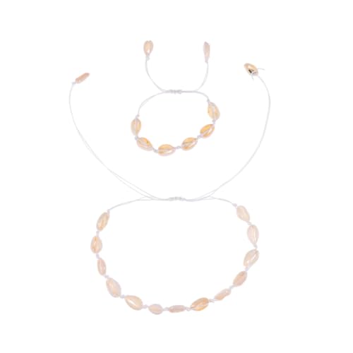 AKOOSY Weißes Muschel armband Set Handgefertigt Handgestrickt Einfache Kette Schmuckset Damen Elegant Natürlich Sanft Passend Vielseitig von AKOOSY