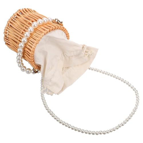 AKOOSY Woven Handbag Damen Pearl Chain Schultertasche Sommermode Leichte Kleine Handgewebte Umhängetasche für Alltag und Reisen Stilvoll und Praktisch als von AKOOSY