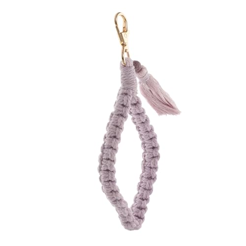 AKOOSY Wunderschöner Handgefertigter Makramee Schlüsselanhänger mit Quaste Boho Stil Armband Schlüsselband für Damen Praktischer Handgewebter Schlüsselring mit Handgelenksschlaufe als von AKOOSY