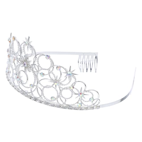 AKOOSY Zinklegierung Stern Strass Krone Haarreif für Damen Robuster Verformungsbeständiger Prinzessinnen Tiara Kopfschmuck Fest Sitzend mit Kämmen für Hochzeit Party und Aufführung von AKOOSY