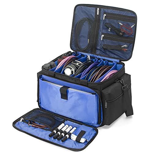 AKOZLIN Kabel-Datei-Tasche, DJ-Gigbag, Kabel-Organizer mit abnehmbaren Trennwänden für Laptop, DJ-Ausrüstung, Soundinstrument und Musik-Zubehör von AKOZLIN