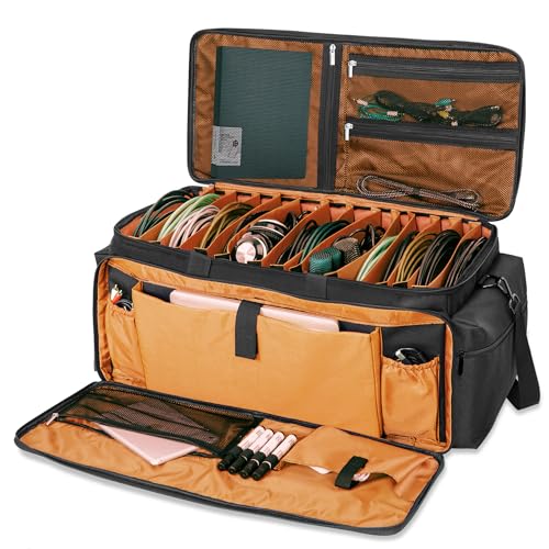 AKOZLIN Kabel-Dokumententasche für DJs, Gigbag, Kabel-Organizer mit abnehmbaren Trennwänden für Laptop, DJ-Ausrüstung, Soundinstrument und Musikausrüstung, Zubehör, 68,1 x 31,2 x 31,2 cm, Schwarz / von AKOZLIN