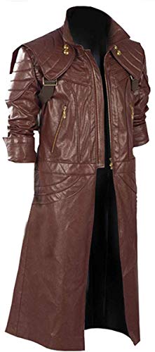 Aksah Fashion Devil Cry 5 Game Dante Trenchcoat | Kastanienbrauner Ledermantel für Herren, Aus Echtleder, L von Aksah Fashion