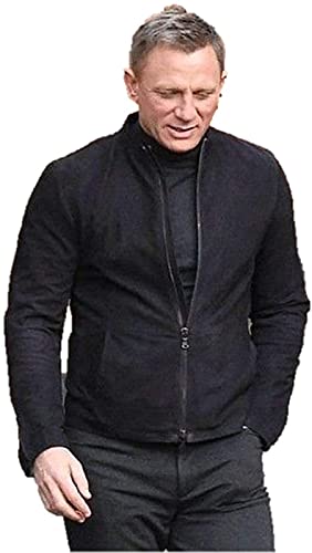 Aksah Fashion Men's Slim-Fit Style Black Daniel Craig Bond Leather Jacket von Aksah Fashion