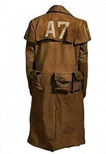 Aksah Fashion S Herren NCR Ranger Veteran Armor New Vegas A7 Braun Wildleder Trenchcoat Cosplay Kostüm, braun, S von AKSAH FASHION