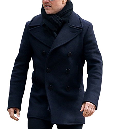 Aksah Fashion S Herren Tom Cruise Mission Impossible Ethan Hunt Marineblau Wollmischung Trenchcoat, marineblau, M von AKSAH FASHION