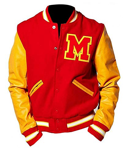 Aksah Fashion s Herren Michael Jackson MJ Rot Gelb Thriller Jacke Baseball Varsity Jacket, rot, S von AKSAH FASHION
