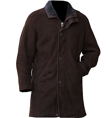 Aksah Fashion s Walt Longmire Wildleder Leder Trenchcoat | Schwarzer Ledermantel Herren, Braunes Wildleder, M von AKSAH FASHION