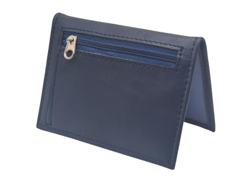 AKSHIDE® Bushalter aus weichem Nappaleder, Austernkartenhalter, Zugausweis, Führerschein, marineblau von AKSHIDE