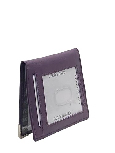 AKSHIDE® Bushalter aus weichem Nappaleder, Austernkartenhalter, Zugpass, Führerschein-Halter, BP1, violett, Casual von AKSHIDE