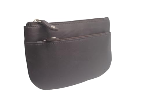 AKSHIDE® Damen Geldbörse Leder,Damen Leder Brieftasche, Damen Geldbörse mit Schlüsselanhänger-AH-9025, -braun-, S, unbesorgt von AKSHIDE