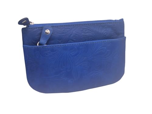 AKSHIDE® Damen Münzbörse Leder,Damen Ledertasche,Geldbörse Damen mit Schlüsselanhänger-AH-9025,blau,S,Casual, blu, S, Lässig von AKSHIDE