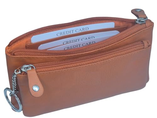 AKSHIDE® Geldbörse aus Leder, Geldbörse mit Kreditkartenfächern und Schlüsselanhänger-AH-10-70, Orange, S, Casual von AKSHIDE
