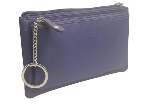 AKSHIDE® Geldbörse aus Leder, Geldbörse mit Kreditkartenfächern und Schlüsselanhänger-AH-10-70, violett, S, Casual von AKSHIDE