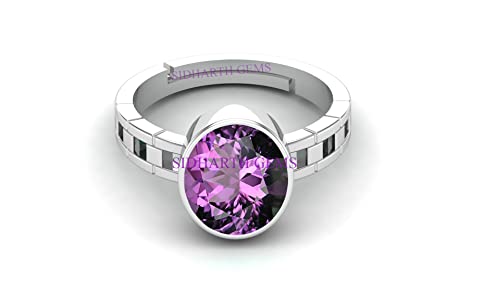 AKSHITA GEMS 10,25 Ratti 9,00 Karat Amethyst Ring Katela Ring Original zertifizierter natürlicher Amethyst Stein Ring astrologischer Geburtsstein versilbert verstellbare Ringgröße 16-28 für Damen und AKSHITA GEMS 10,25 Ratti 9,00 Karat Amethyst Ring Katela Ring Original zertifizierter natürlicher Amethyst Stein Ring astrologischer Geburtsstein versilbert verstellbare Ringgröße 16-28 für Damen und von AKSHITA GEMS