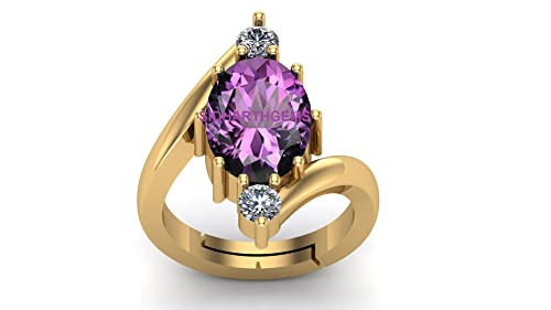 AKSHITA GEMS 12.00 Ratti 11.00 Karat Amethyst Ring Katela Ring Original zertifizierter natürlicher Amethyst Stein Ring astrologischer Geburtsstein vergoldet verstellbare Ringgröße 16-28 für Männer und AKSHITA GEMS 12.00 Ratti 11.00 Karat Amethyst Ring Katela Ring Original zertifizierter natürlicher Amethyst Stein Ring astrologischer Geburtsstein vergoldet verstellbare Ringgröße 16-28 für Männer und von AKSHITA GEMS