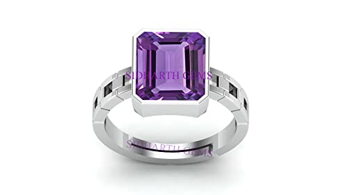 AKSHITA GEMS 5,00 Karat 6,00 Ratti Amethyst Ring Katela Ring Original Zertifizierter natürlicher Amethyst Stein Ring astrologischer Geburtsstein Versilbert Verstellbare Ringgröße 16-28 für Damen und AKSHITA GEMS 5,00 Karat 6,00 Ratti Amethyst Ring Katela Ring Original Zertifizierter natürlicher Amethyst Stein Ring astrologischer Geburtsstein Versilbert Verstellbare Ringgröße 16-28 für Damen und von AKSHITA GEMS