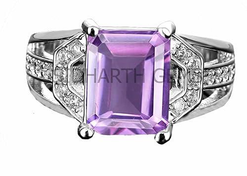 AKSHITA GEMS 5,00 Karat 6,00 Ratti Amethyst Ring Katela Ring Original Zertifizierter natürlicher Amethyst Stein Ring astrologischer Geburtsstein Versilbert Verstellbare Ringgröße 16-28 für Damen und AKSHITA GEMS 5,00 Karat 6,00 Ratti Amethyst Ring Katela Ring Original Zertifizierter natürlicher Amethyst Stein Ring astrologischer Geburtsstein Versilbert Verstellbare Ringgröße 16-28 für Damen und von AKSHITA GEMS