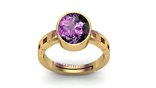 AKSHITA GEMS 7,25 Ratti Ratti 6,00 Karat Amethyst Weißmetallring Katela Vergoldeter Ring Original Zertifizierter natürlicher Amethyst Stein Ring astrologischer Geburtsstein Verstellbarer Ring für AKSHITA GEMS 7,25 Ratti Ratti 6,00 Karat Amethyst Weißmetallring Katela Vergoldeter Ring Original Zertifizierter natürlicher Amethyst Stein Ring astrologischer Geburtsstein Verstellbarer Ring für von AKSHITA GEMS
