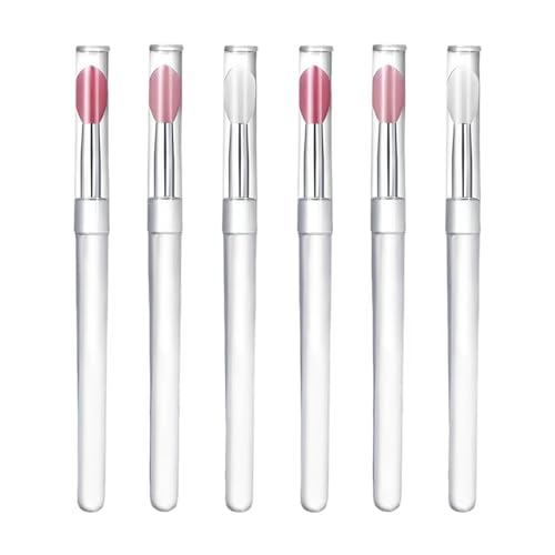 Silikon-Lippenpinsel-Set, wiederverwendbarer Lippenstift-Applikator mit Abdeckung, Mehrzweck-Nagelkunst- und Make-up-Pinsel für Lippen und Lidschatten, 6 Stück von AKSIQIOL