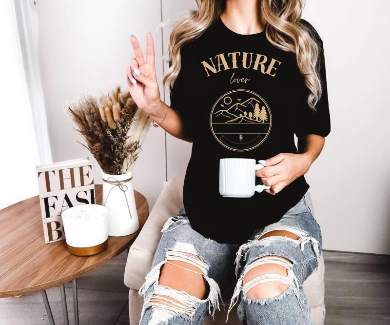 T-Shirt, Nature, Camping Outdoor, Hobby, Bella Canvas 3001, Abenteuer, Geschenk, Berge, Landschaft von AKSLoungeDE