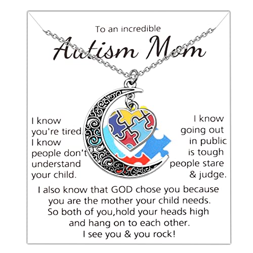 AKTAP Autismus-Bewusstseins-Halskette für eine unglaubliche Autismus-Mutter, motivierendes Puzzleteil, Schmuck, Asperger, Bewusstseinsgeschenk für Frauen von AKTAP