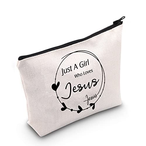 AKTAP Christliche Make-up-Tasche "Just A Girl Who Loves Jesus", inspirierende, religiöse Geschenke für Frauen, Christian Mb, modisch von AKTAP