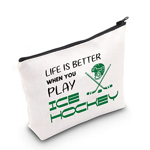 AKTAP Eishockey-Geschenke für Mädchen, Eishockey-Make-up-Tasche, Life is Better When You Play Eishockeyspieler, Trainer, Curlingbahn Geschenk, Eishockey Mb, modisch von AKTAP