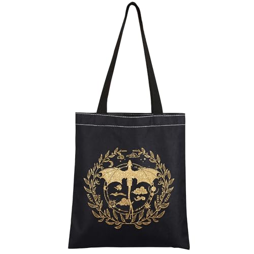 AKTAP Fourth Wing Book Tote Bag Basgiath War College Inspired Merch Dragon Rider Fly or Die Schultertasche Fantasy Bookish Gift, Tragetasche mit 4 Flügeln, 16*15INCHES von AKTAP