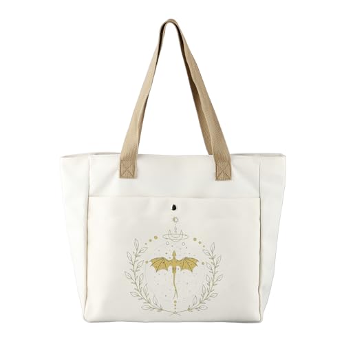 AKTAP Fourth Wing Merch Gift Fourth Wing Book Lover Large Tote Bag The Empyrean Book Series Gift Dragon Rider Gift for Fans, Große Tragetasche mit Viertelflügeln, 32 * 37cm von AKTAP
