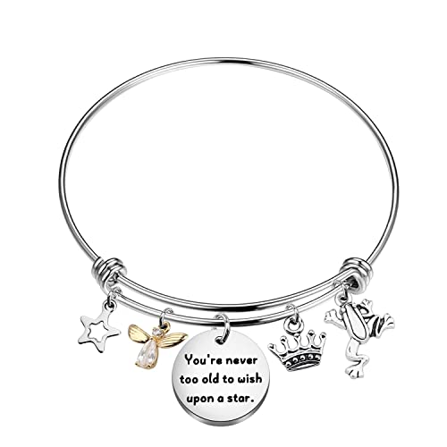 AKTAP Frosch-Prinzessinnen-Armband, Frosch-Film, inspirierter Schmuck für Tianaa-Prinzessinnen-Fans, Geschenk, Sie sind nie zu alt, um sich auf einen Stern zu wünschen, S, Edelstahl von AKTAP