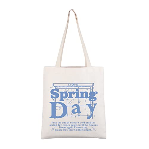 AKTAP Kpop Bangtan Boys Merchandise Fr?hlingstag inspirierte Schultertasche Bangtan Boys Tote Kpop Geschenke f?r Army Fans Aufbewahrungsbevorzugung, Kpop Bangtan Boys Merchandise, 32 x 37 cm von AKTAP