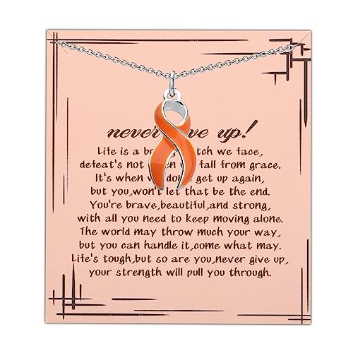 AKTAP MS Awareness Jewelry Multiple Sklerose Halskette MS Survivor Geschenk Orange Band Halskette für MS Warrior Frauen von AKTAP