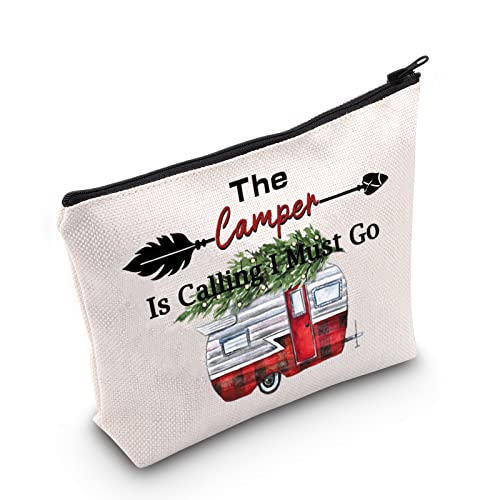 AKTAP Make-up-Tasche mit Aufschrift "The Camper is Calling I Must Go", für Outdoor, Camping, Camper, Mädchen, Reise-Kulturbeutel, Organizer, Camper Mb, modisch von AKTAP