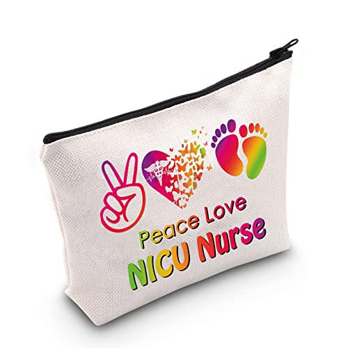 AKTAP NICU Make-up-Tasche für Krankenschwestern, Frieden, Liebe, NICU Krankenschwester, Geschenke für Frauen, Make-up-Organizer, Tasche für Krankenschwestern, Hebammen, Dankeschön-Geschenk, Nicu Nurse von AKTAP