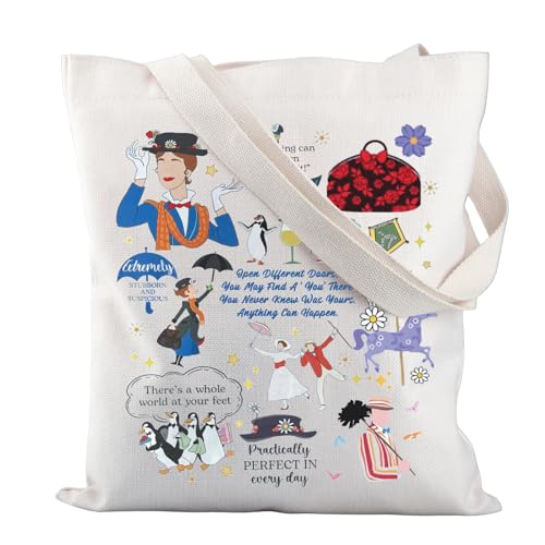 AKTAP Poppins Wiederverwendbare Tragetasche Pinguine Jolly Holiday Umhängetasche Anything Can Happen 60er Jahre Musiktasche, Poppins Wiederverwendbare Tragetasche, 32 * 37cm von AKTAP