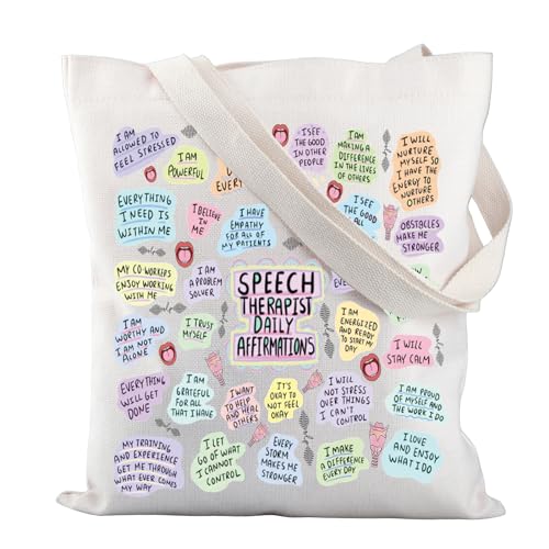 AKTAP Sprachtherapie-Tragetasche, SLP Sprachsprache, Pathologen, Geschenk, Sprachtherapeuten, tägliche Affirmationen, wiederverwendbare Tasche, Tragetasche für Sprachtherapie, 32 * 37cm von AKTAP